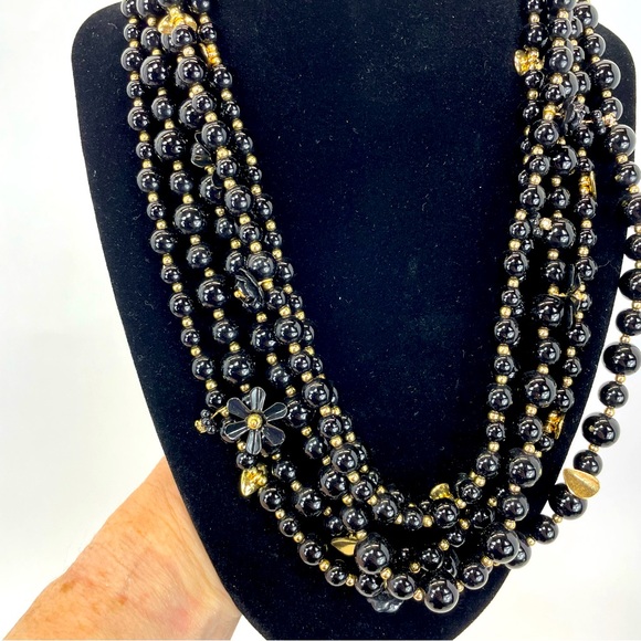Talbots Black/Gold Multi Strand Necklace - Picture 10 of 13